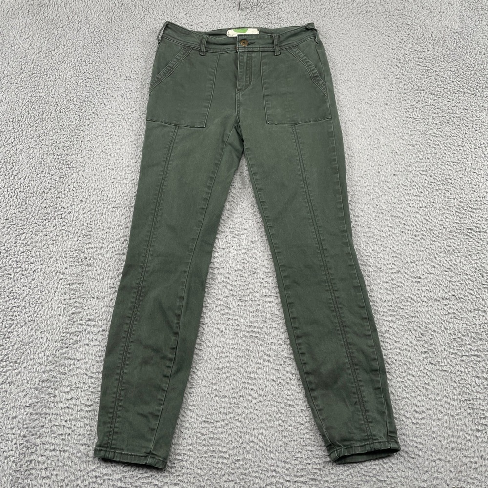 Anthropologie Pants Womens 28 Green Skinny Cargo Utility Seam Detail Stretch